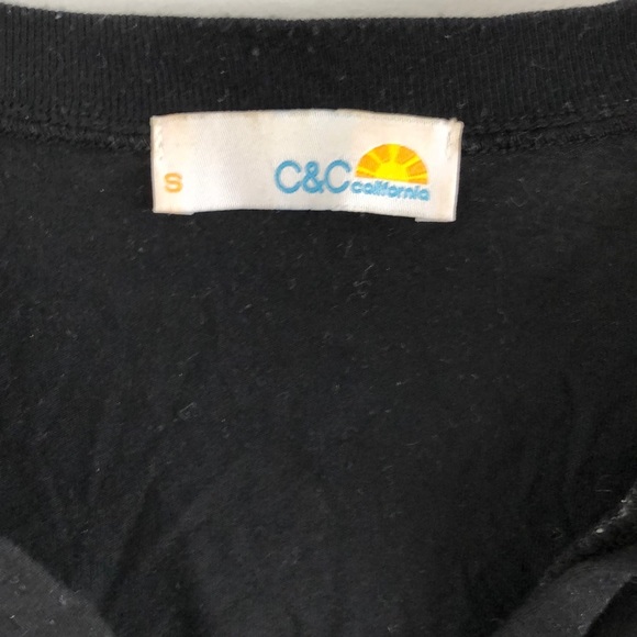C&C California black polo Henley tee S - Picture 2 of 3
